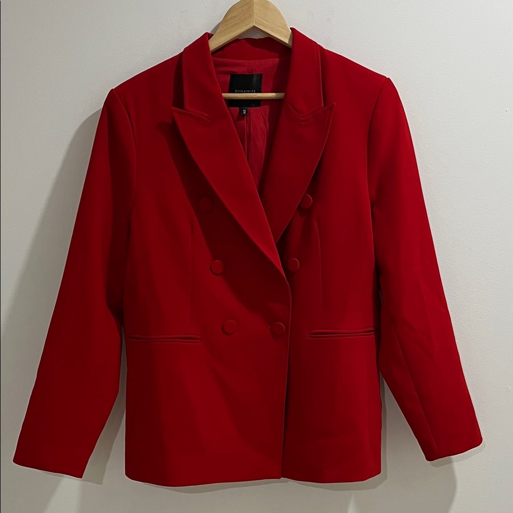 NWOT Dynamite Women’s Blazer Large Red Double Breasted Tailored Valentine’s